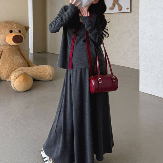 Maternity 3-Piece Set: Camisole, Cardigan & Maxi Skirt