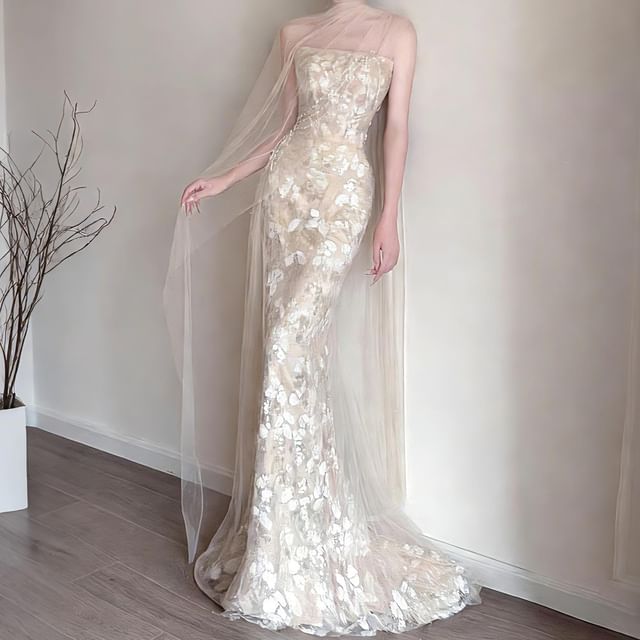 Strapless Mermaid Evening Gown