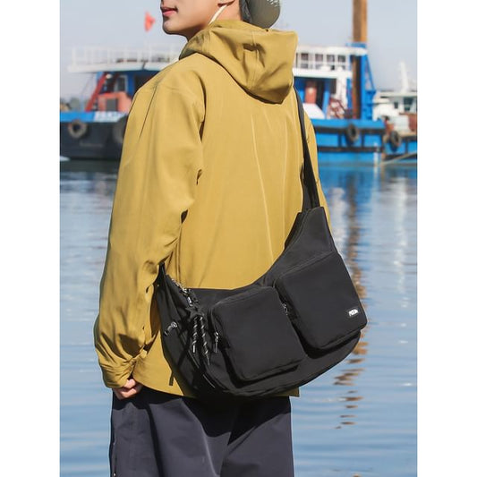 Plain Pocket Fabric Crossbody Bag