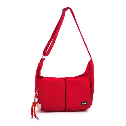 Plain Pocket Fabric Crossbody Bag