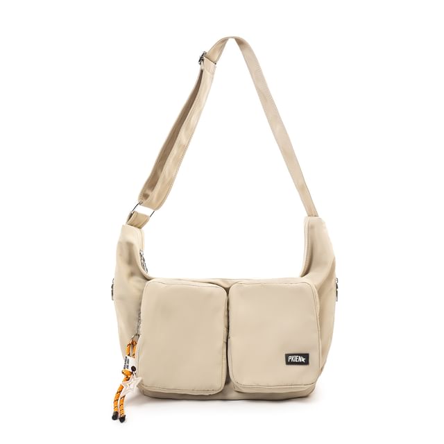 Plain Pocket Fabric Crossbody Bag