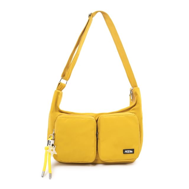 Plain Pocket Fabric Crossbody Bag