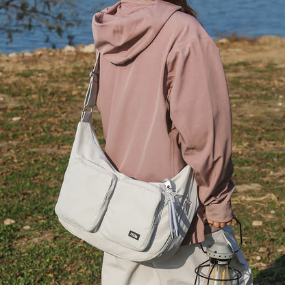 Plain Pocket Fabric Crossbody Bag