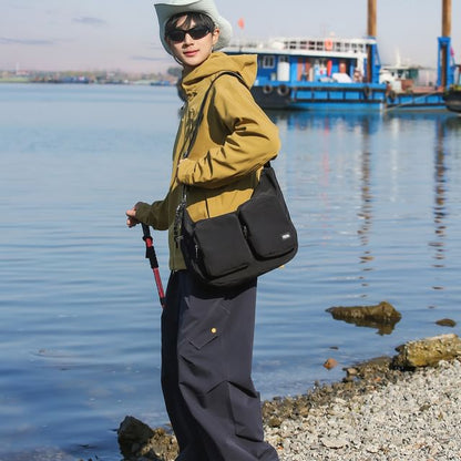 Plain Pocket Fabric Crossbody Bag