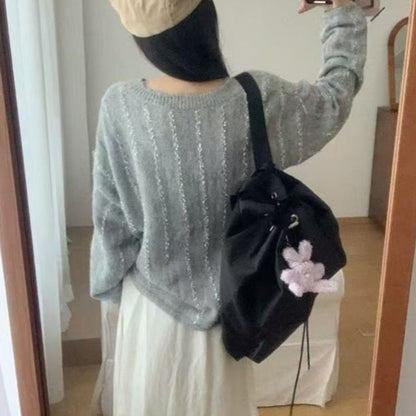 Beaded Round Neck Knit Sweater