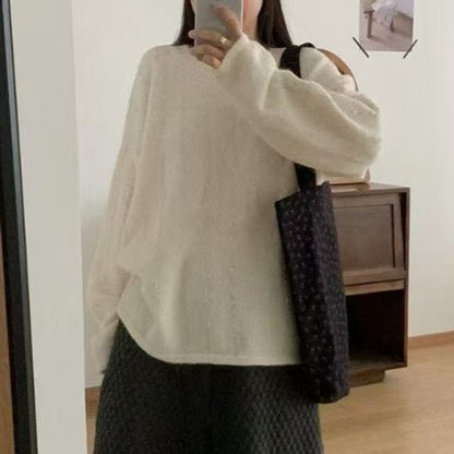 Beaded Round Neck Knit Sweater
