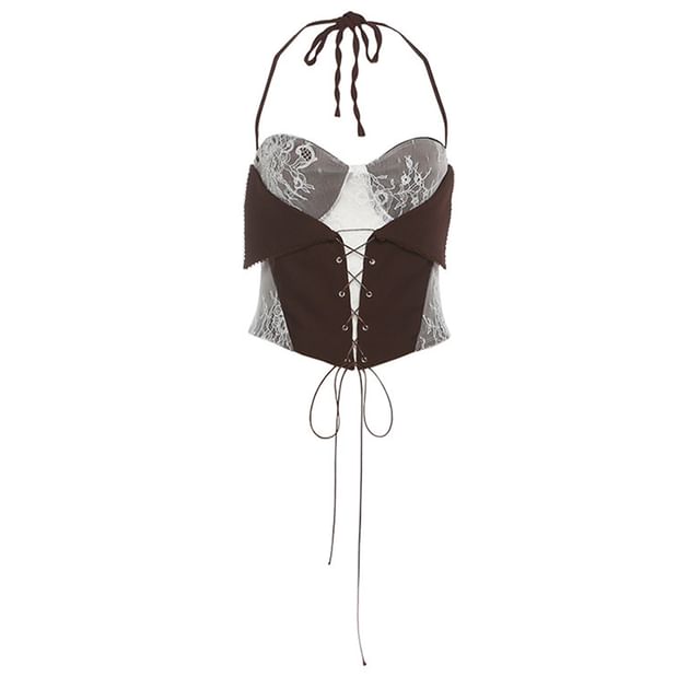 Lace-Up Bustier & Pleated Mini A-Line Skirt Set
