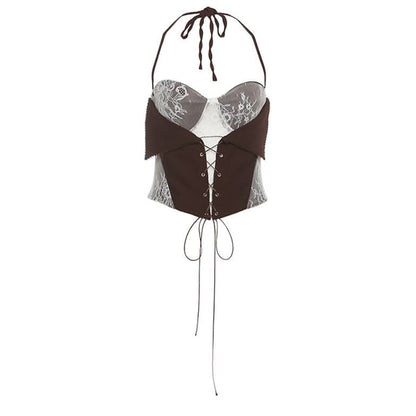 Lace-Up Bustier & Pleated Mini A-Line Skirt Set