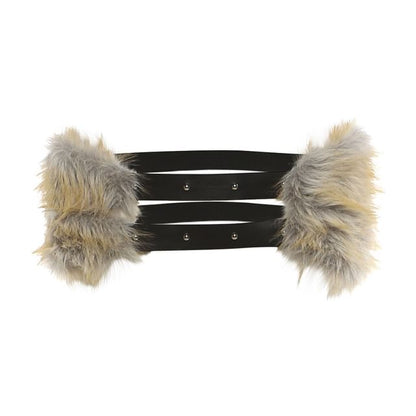 Studded Faux Fur Crop Tube Top with Pencil Skirt and Belt Set