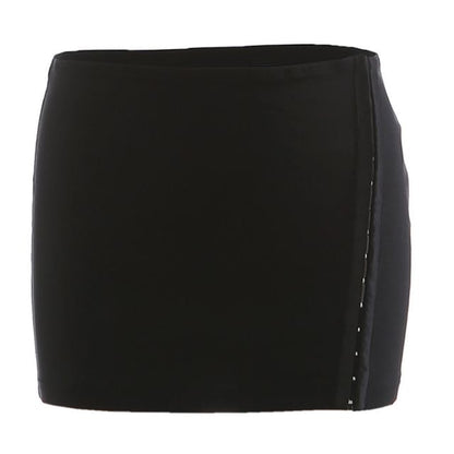 Studded Faux Fur Crop Tube Top with Pencil Skirt and Belt Set