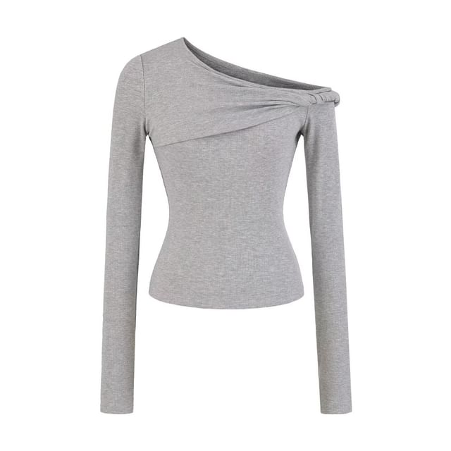 One Shoulder Twisted Long Sleeve Top