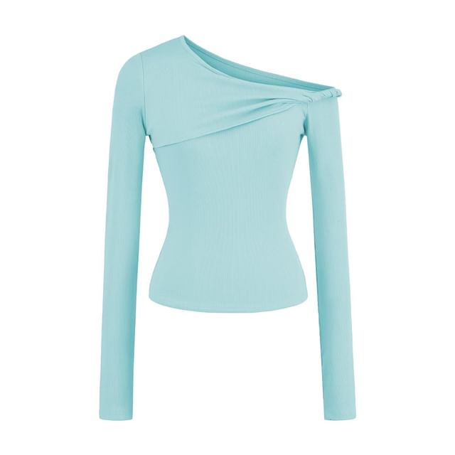 One Shoulder Twisted Long Sleeve Top