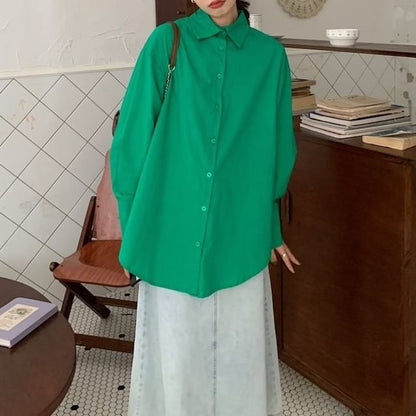 Collar Button-Up Long Sleeve Shirt