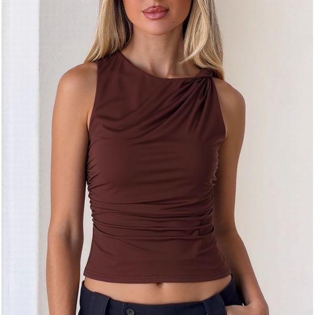 Asymmetric Twisted Slim Tank Top