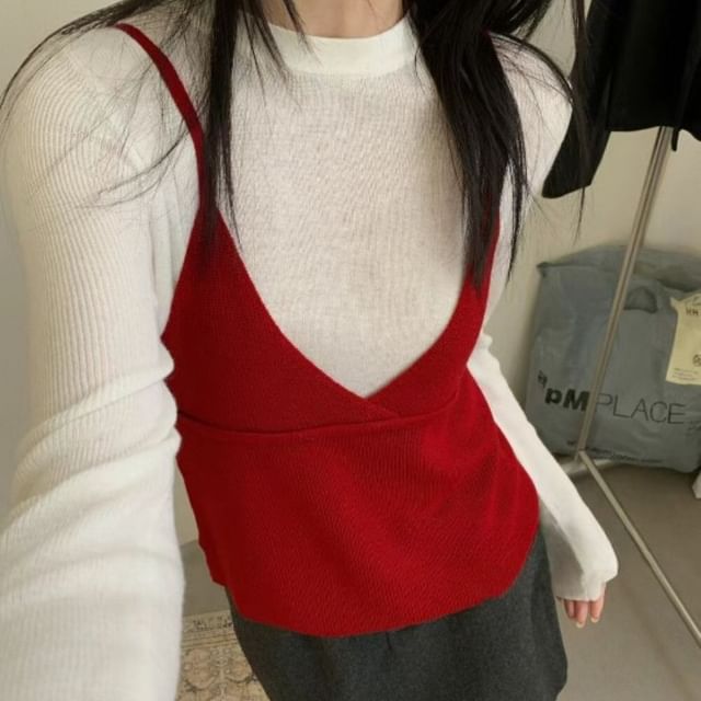 V-Neck Knit Camisole Top