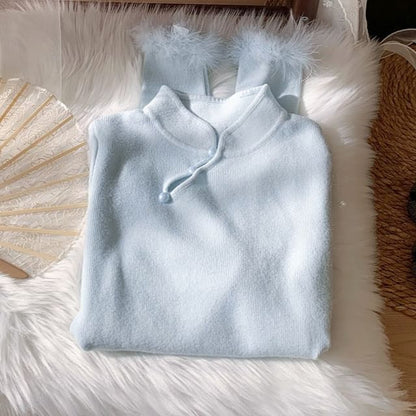 Stand Collar Long Sleeve Knit Top