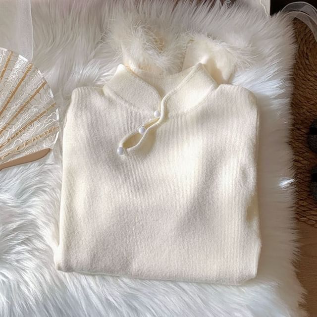Stand Collar Long Sleeve Knit Top
