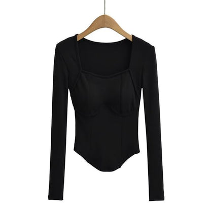 Square Neck Long Sleeve Basic Tee