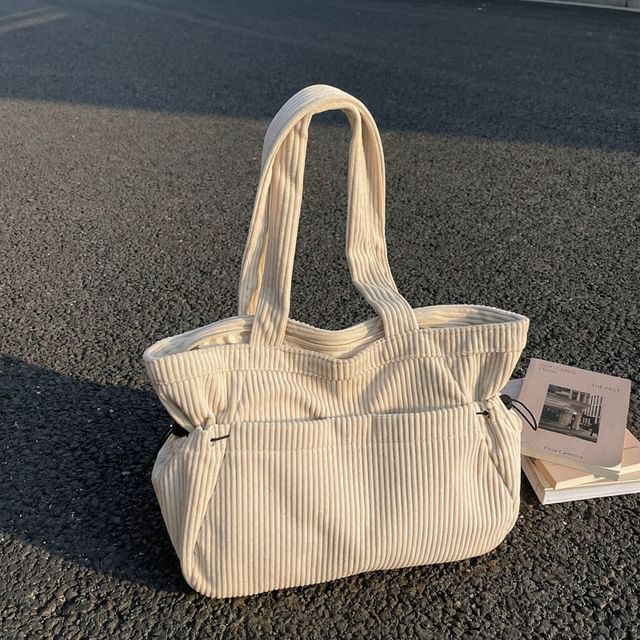 Corduroy Ribbed Plain Tote Bag