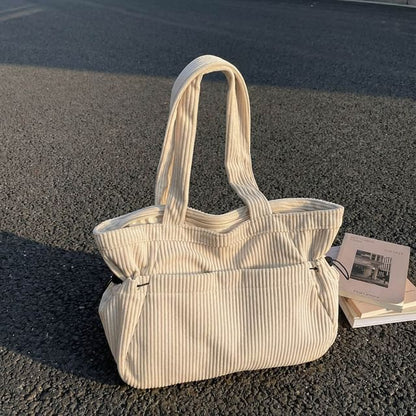 Corduroy Ribbed Plain Tote Bag