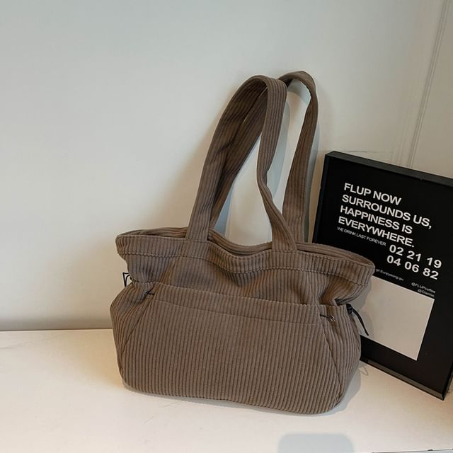 Corduroy Ribbed Plain Tote Bag