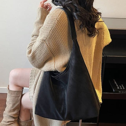 Set: Faux Leather Shoulder Bag + Pouch