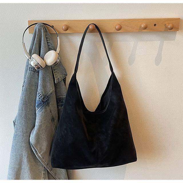 Set: Faux Leather Shoulder Bag + Pouch
