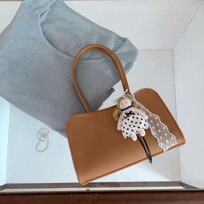 Plain Faux Leather Bowler Bag