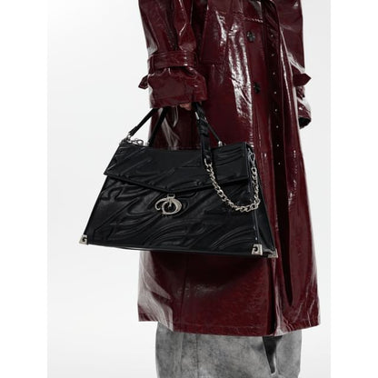 Faux-Leather Embossed Shoulder Bag