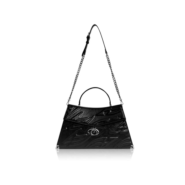 Faux-Leather Embossed Shoulder Bag
