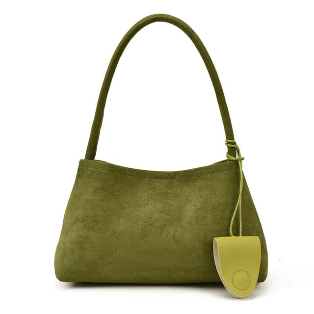 Set: Plain Faux Suede Shoulder Bag + Eyeglasses Holder