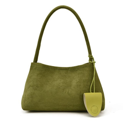 Set: Plain Faux Suede Shoulder Bag + Eyeglasses Holder