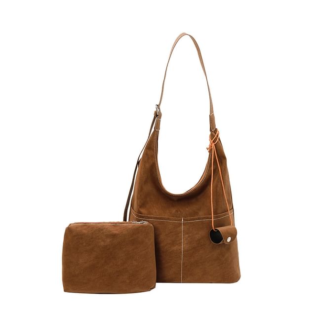 Contrast Stitched Faux Leather Crossbody Bag / Eyeglasses Holder / Pouch / Set