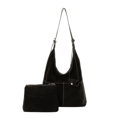 Contrast Stitched Faux Leather Crossbody Bag / Eyeglasses Holder / Pouch / Set