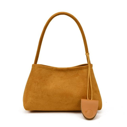 Set: Plain Faux Suede Shoulder Bag + Eyeglasses Holder