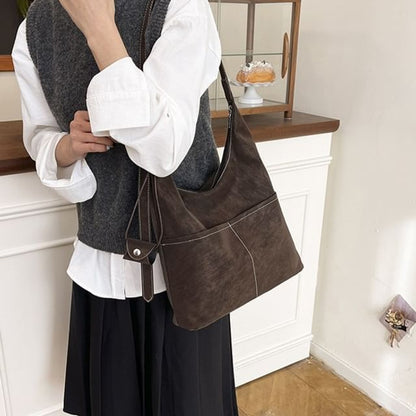 Contrast Stitched Faux Leather Crossbody Bag / Eyeglasses Holder / Pouch / Set