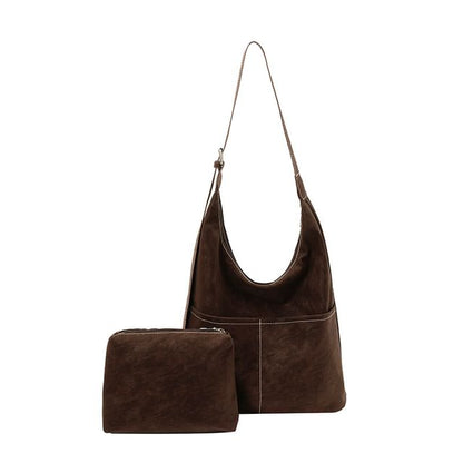 Contrast Stitched Faux Leather Crossbody Bag / Eyeglasses Holder / Pouch / Set