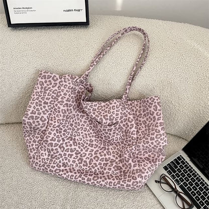 Leopard Print Faux Suede Tote Bag