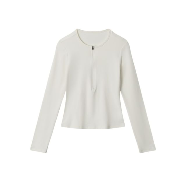 Slim-Fit Half-Zip Round Neck Long Sleeve Pullover