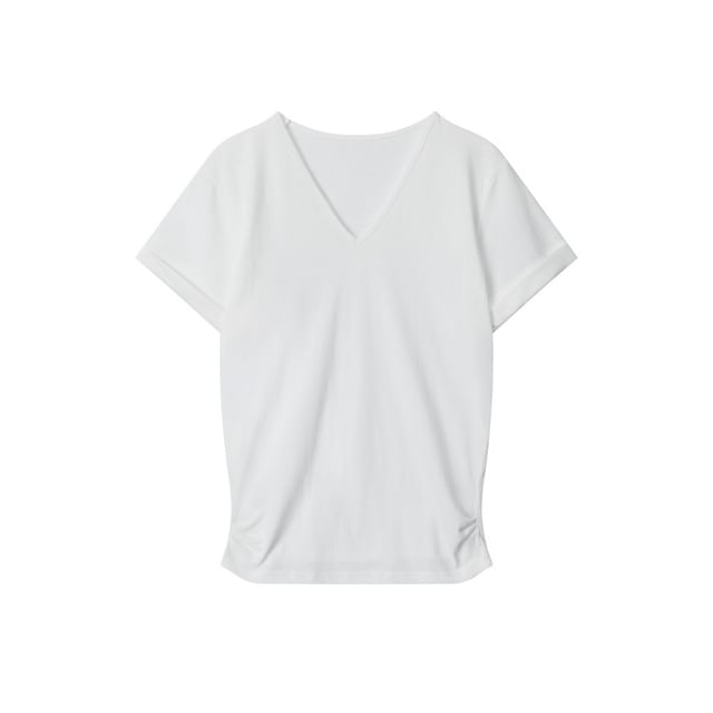 Loose-Fit V-Neck Solid Short-Sleeve Tee
