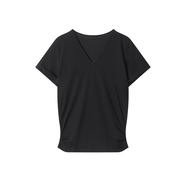 Loose-Fit V-Neck Solid Short-Sleeve Tee