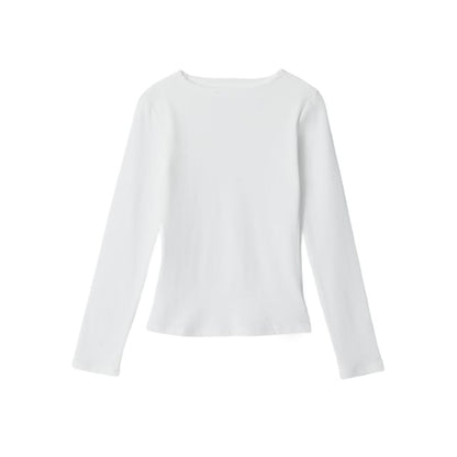 Boatneck Solid Slim-Fit Long-Sleeve Tee