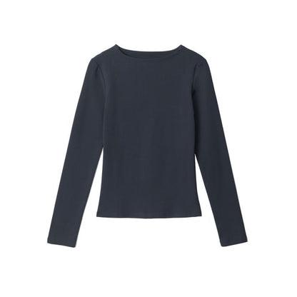 Boatneck Solid Slim-Fit Long-Sleeve Tee