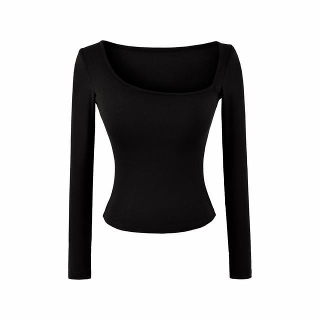 One-Shoulder Padded Top with Long Sleeves