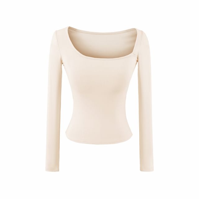 One-Shoulder Padded Top with Long Sleeves