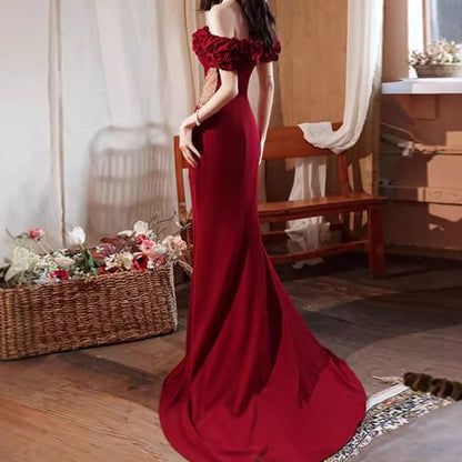 Off-Shoulder Floral Embroidered Mermaid Evening Gown (Various Designs)