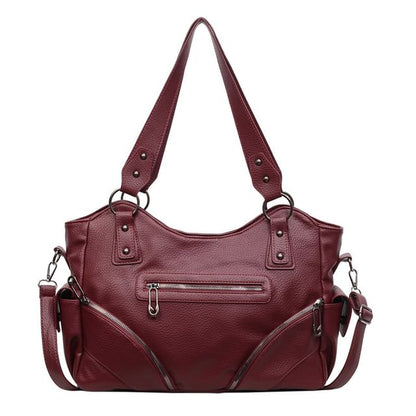Zip Studded Flap Pocket Tote Bag