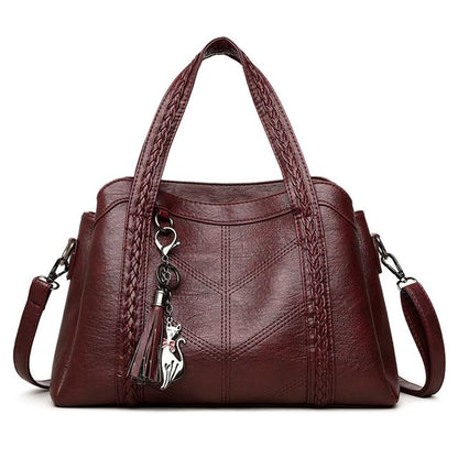 Braided Faux Leather Crossbody Tote Bag