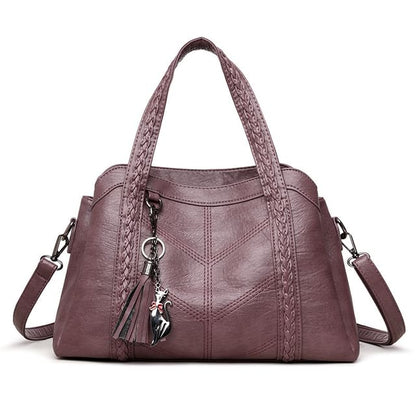 Braided Faux Leather Crossbody Tote Bag