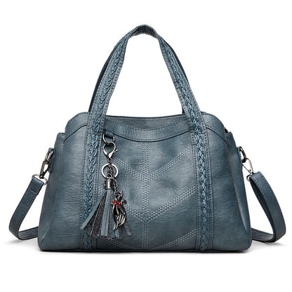 Braided Faux Leather Crossbody Tote Bag